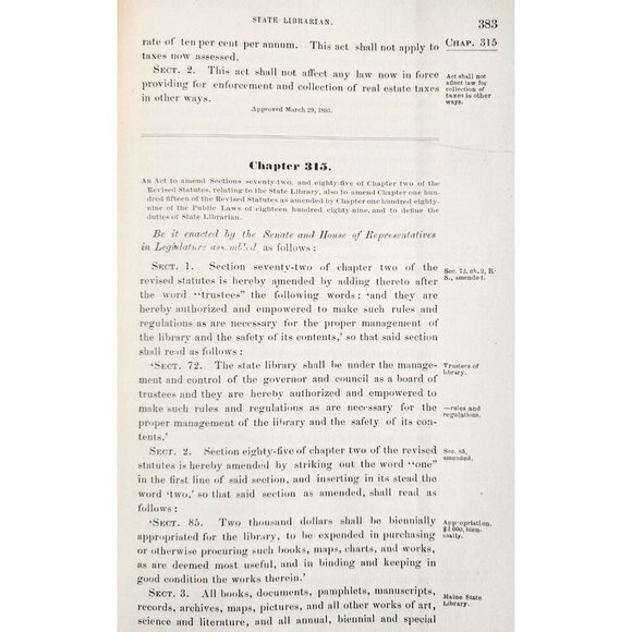 1893 Acts & Resolves State Of Maine 1st Edition 66th Legislature Public Law F5 - Picture 5 of 6